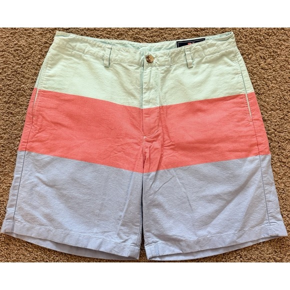 Vineyard Vines Other - Men's‎ Vineyard Vines Oxford Tri Stripe Shorts Size 34 Summer Patriotic Beach